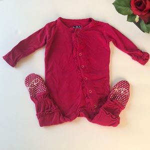 Kickee Pants Ruffle Raspberry footie 0-3 months